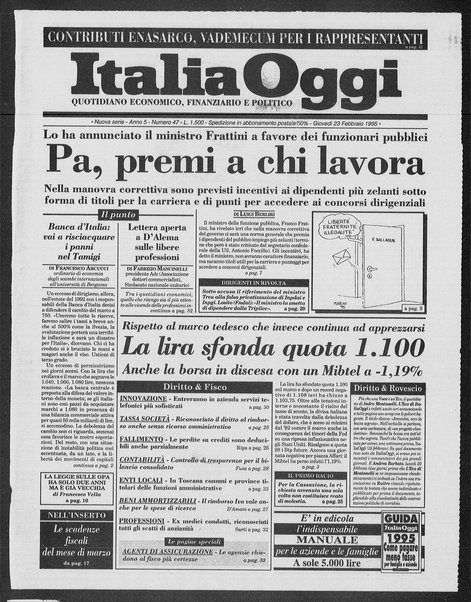 Italia oggi : quotidiano di economia finanza e politica